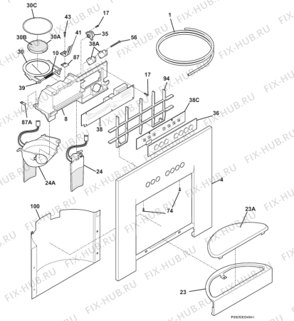 Взрыв-схема холодильника Electrolux ERL6298XX14 - Схема узла Housing 001